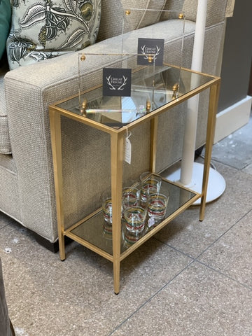 gilded iron mirrored side table
