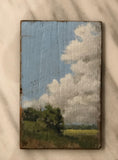 French gouache painting on antique board