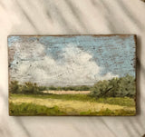 French gouache painting on antique board