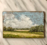 French gouache painting on antique board