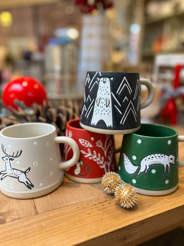 Ironstone holiday mugs